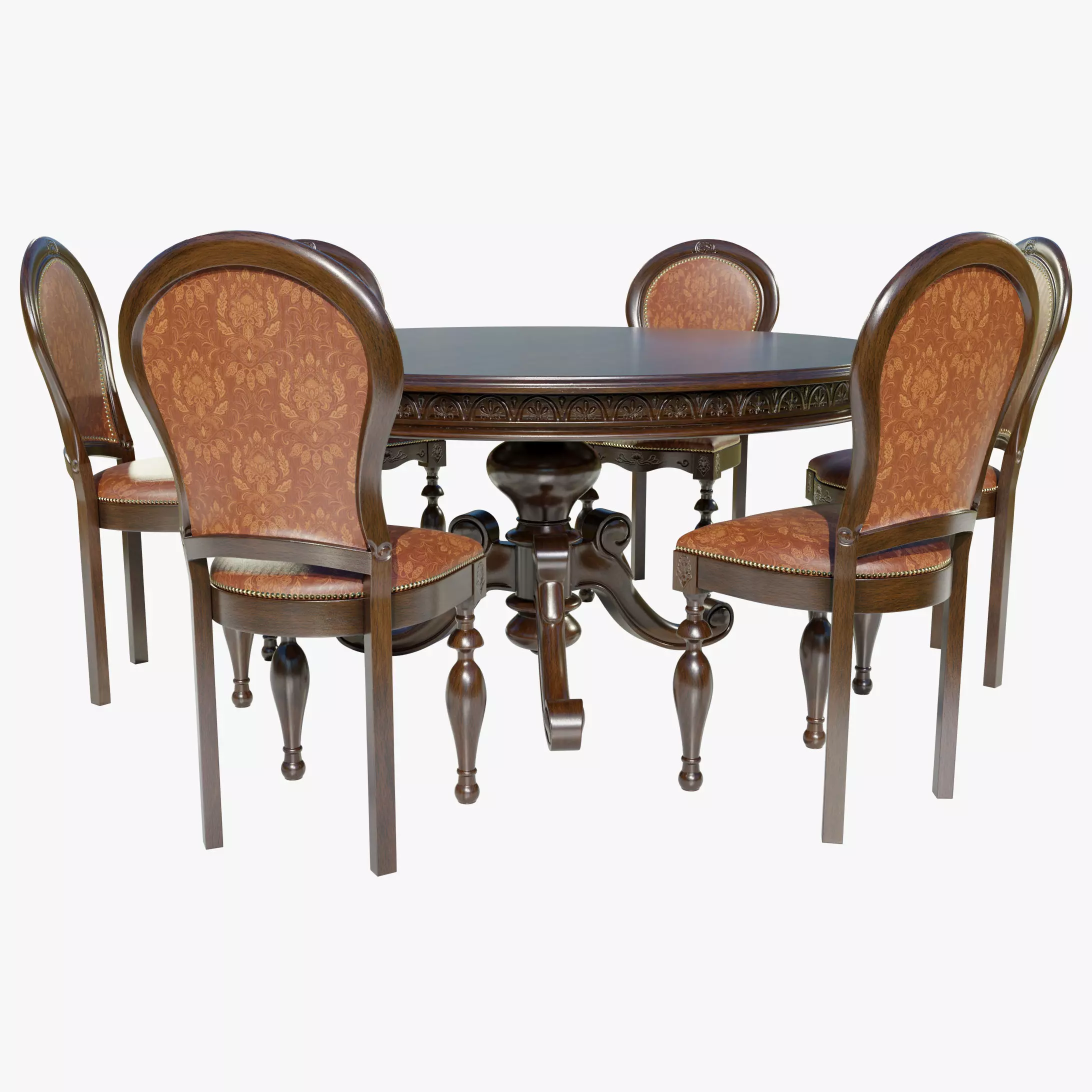 Classic Table with Chairs 3D model_0