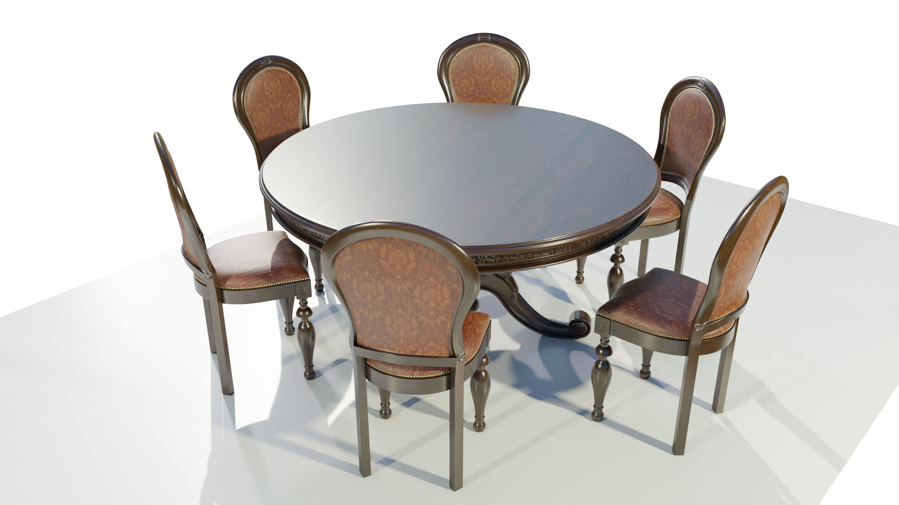 Classic Table with Chairs 3D model_5