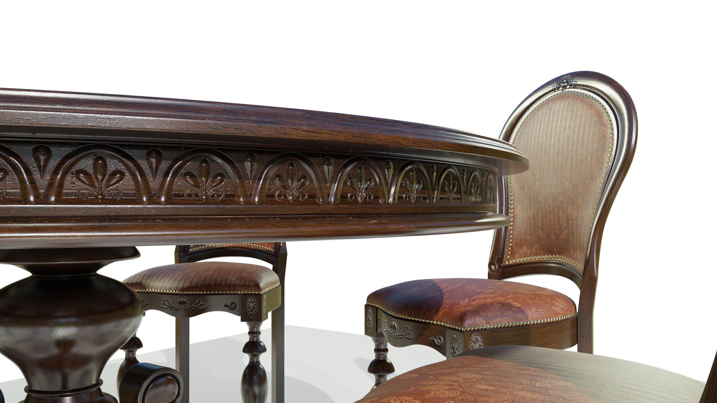 Classic Table with Chairs 3D model_8