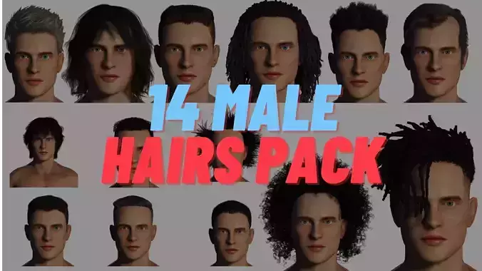 Male Hair Collection - Game  and Animation Ready 3D models Low-poly 3D model