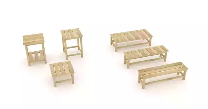 FREE wooden benches table pack