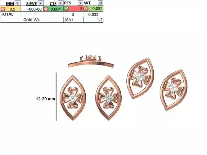 Women Diamond Earring STL OBJ FBX JCD Details