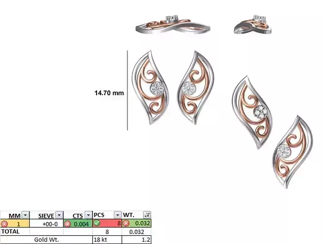 Women Diamond Earring STL OBJ FBX JCD Details