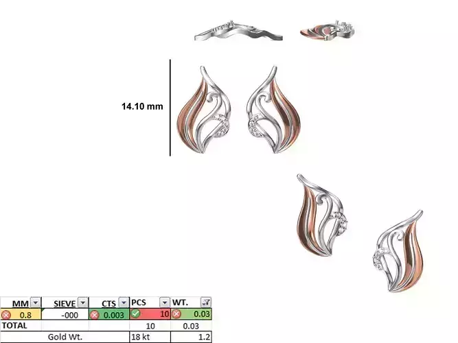Women Diamond Earring STL OBJ FBX JCD Details