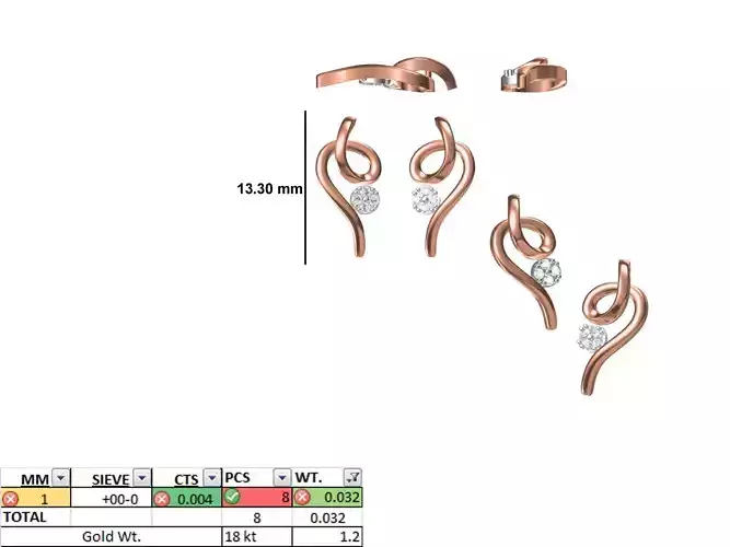Women Diamond Earring STL OBJ FBX JCD Details