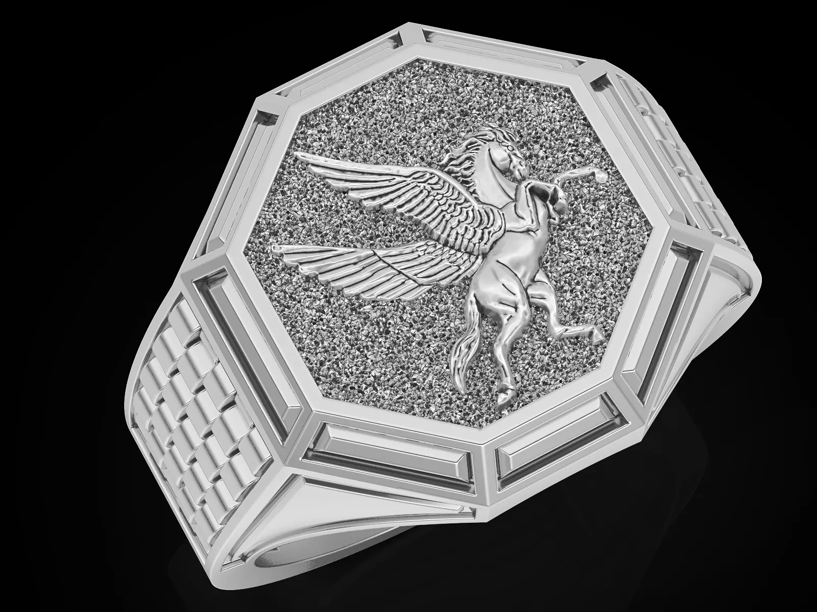 Pegasus Man Ring silver gold printable jewelry 3D print model