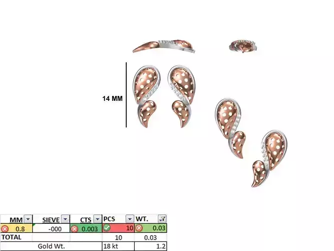 Women Diamond Earring STL OBJ FBX JCD Details