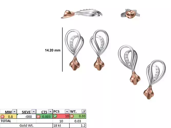 Women Diamond Earring STL OBJ FBX JCD Details
