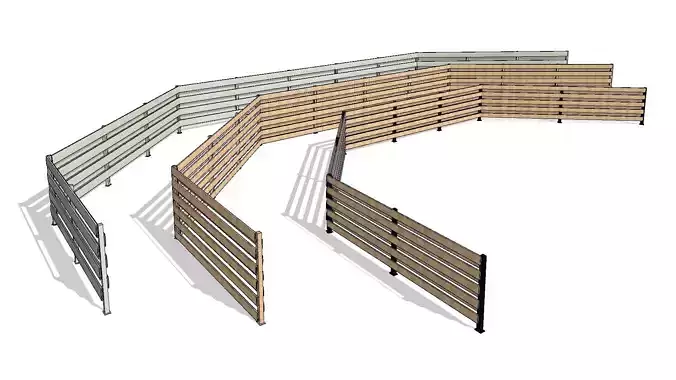 Line Based Double Sided Overlap Slats Fence 3D model