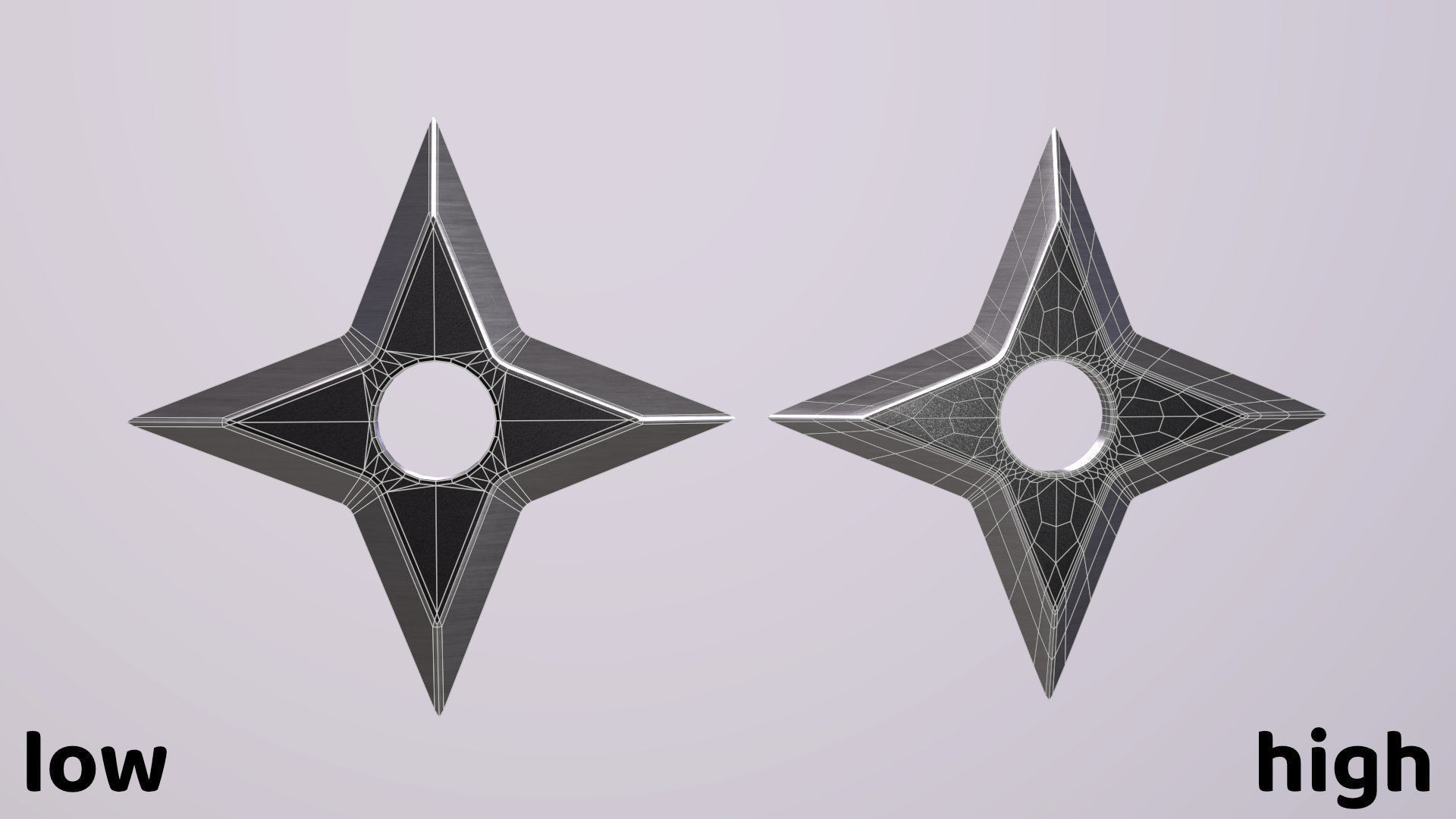 Shuriken Ninja Star Low-poly 3D model_3