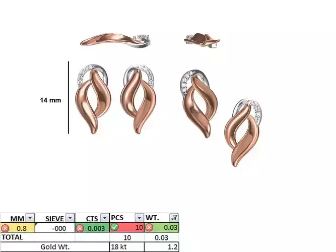 Women Diamond Earring STL OBJ FBX JCD Details