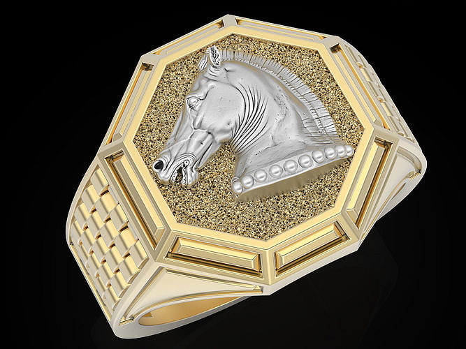 Head Horse Man Ring silver gold printable jewelry