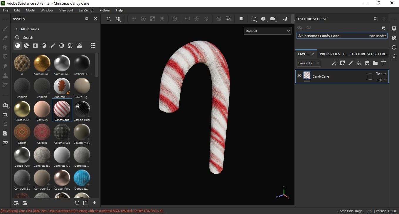 Christmas Candy Cane 3D Model Low-poly 3D model_6