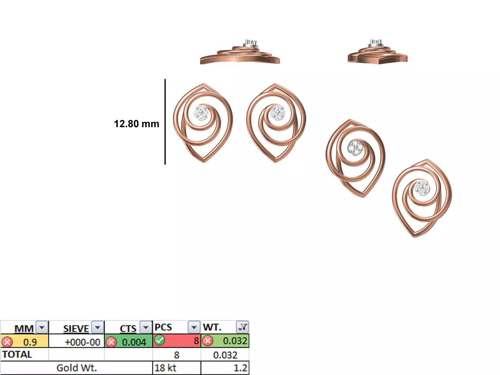 Women Diamond Earring STL OBJ FBX JCD Details 3D print model_0