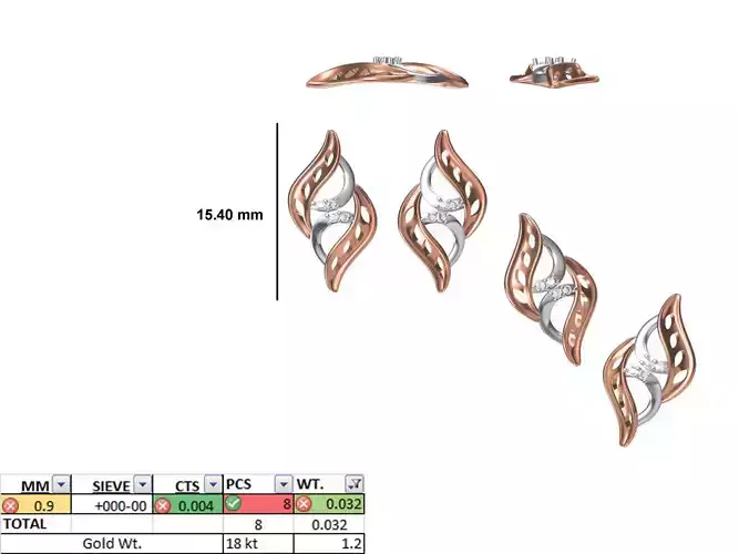 Women Diamond Earring STL OBJ FBX JCD Details