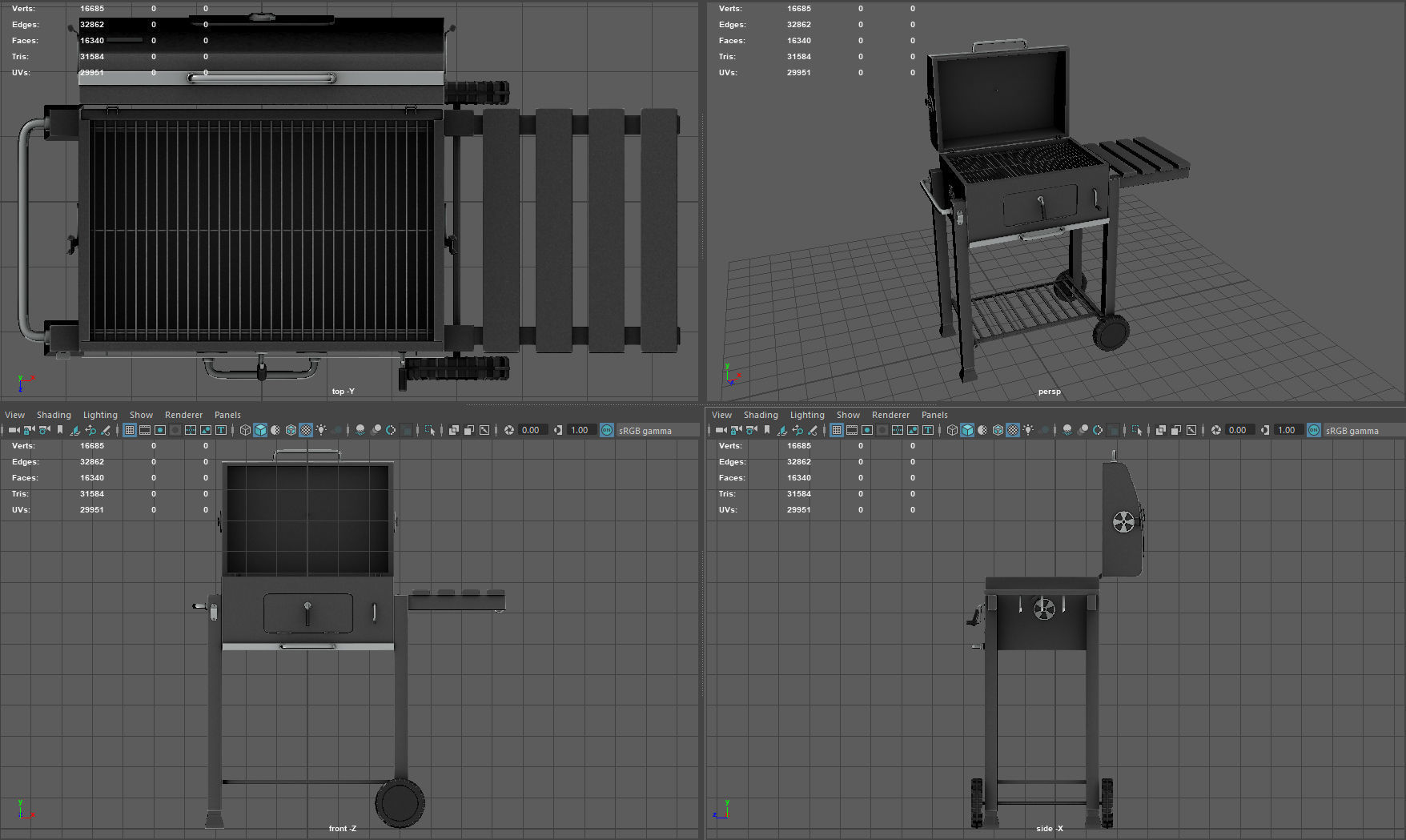 Barbecue Low-poly 3D model_17