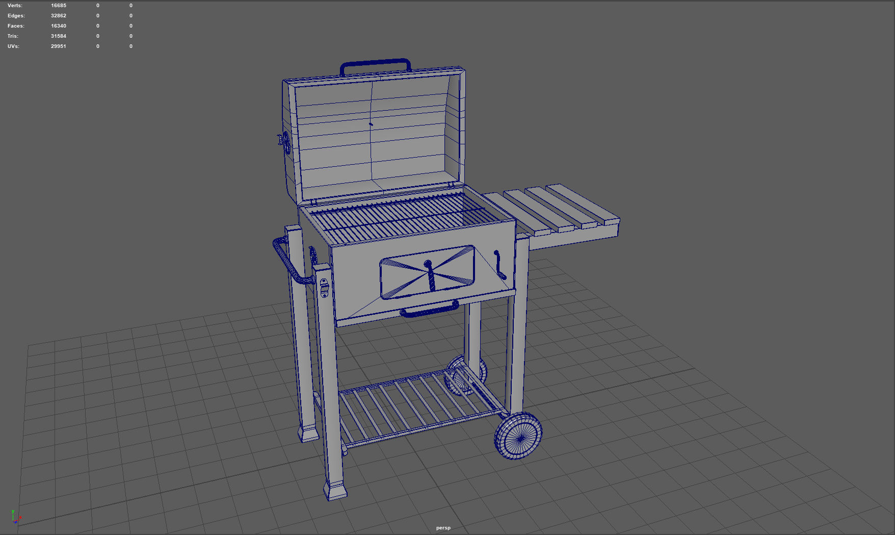 Barbecue Low-poly 3D model_16