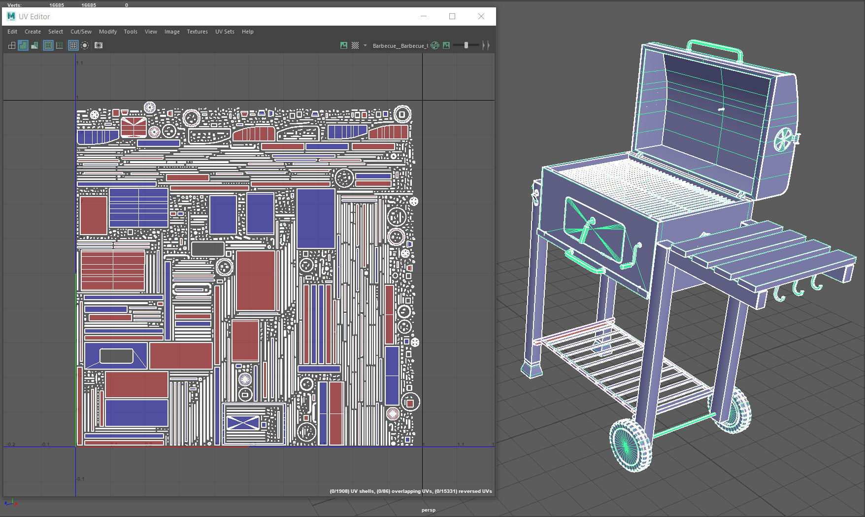 Barbecue Low-poly 3D model_20