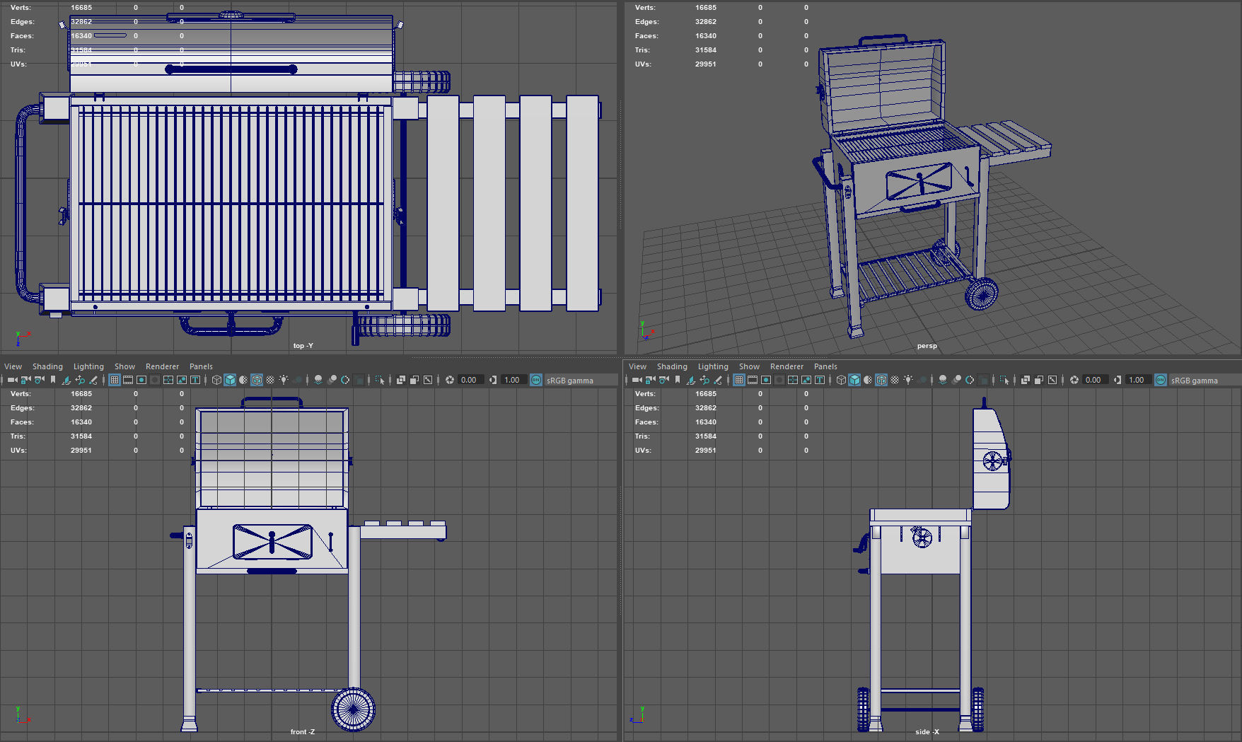 Barbecue Low-poly 3D model_19