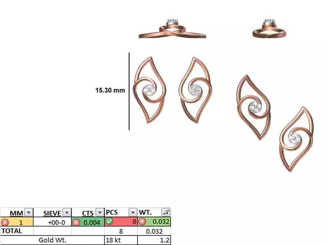 Women Diamond Earring STL OBJ FBX JCD Details