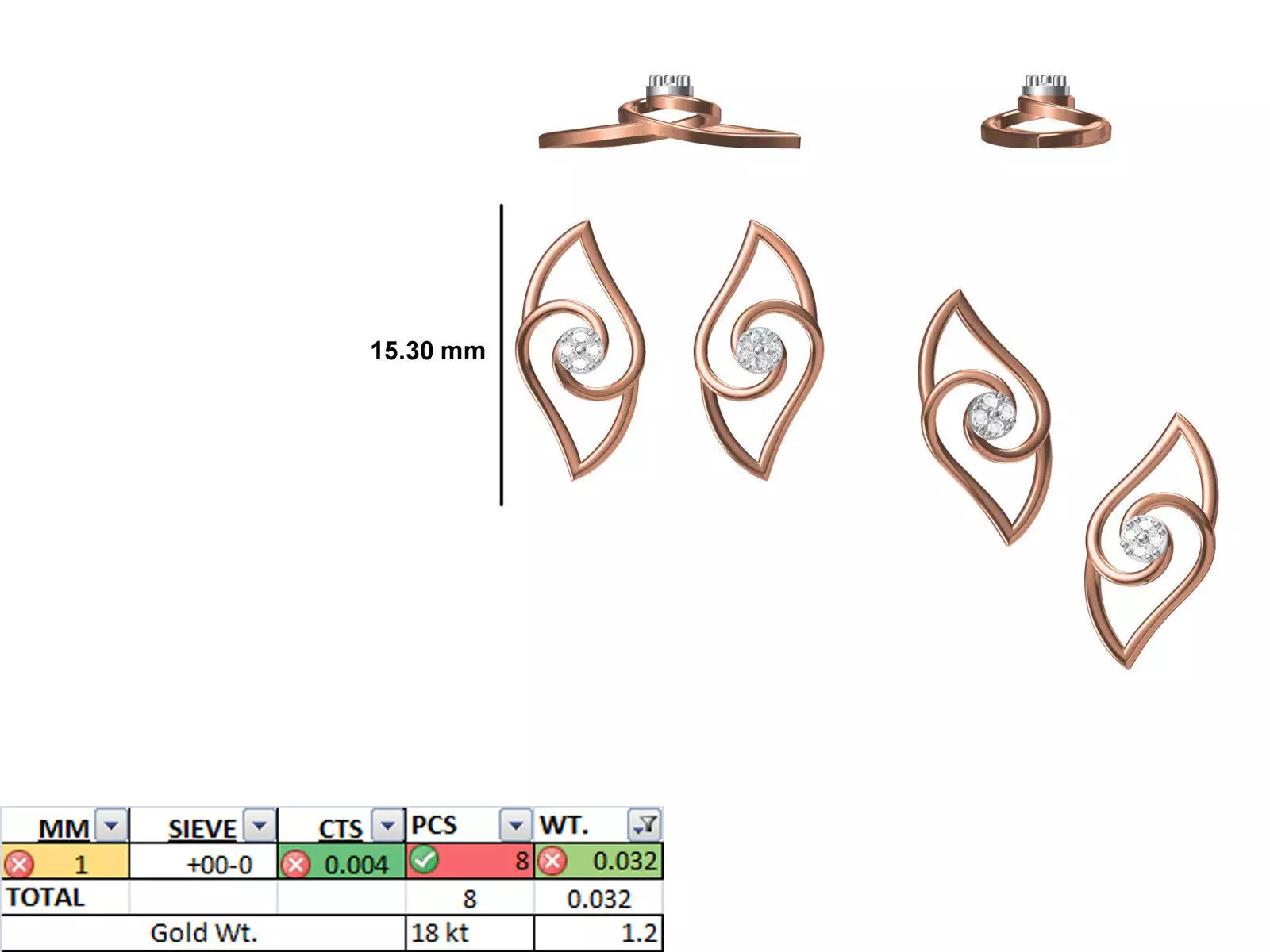 Women Diamond Earring STL OBJ FBX JCD Details 3D print model_0