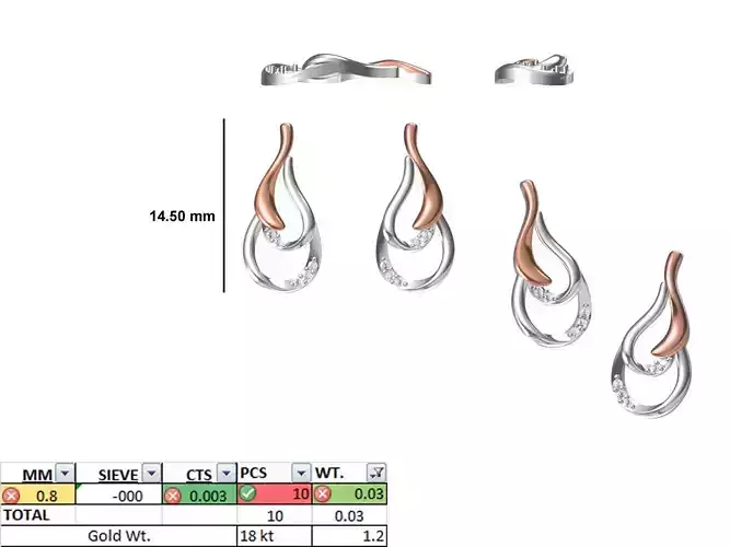 Women Diamond Earring STL OBJ FBX JCD Details