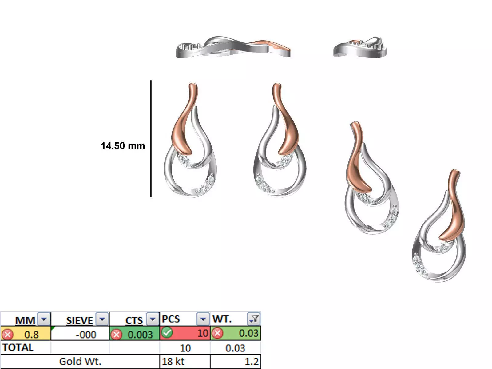 Women Diamond Earring STL OBJ FBX JCD Details 3D print model_0