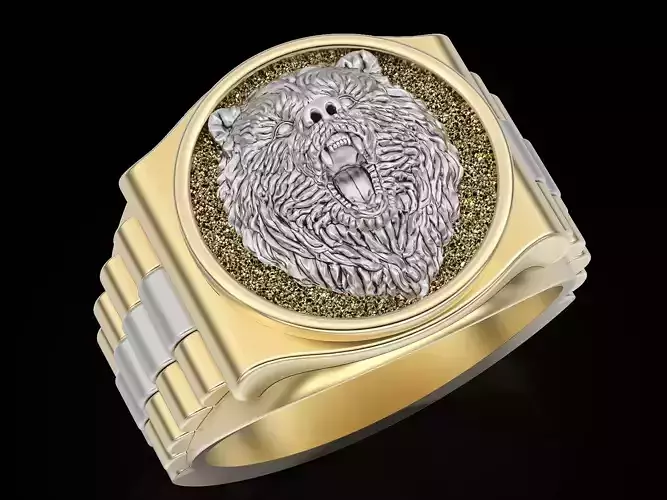 Bear Man Ring silver gold printable jewelry