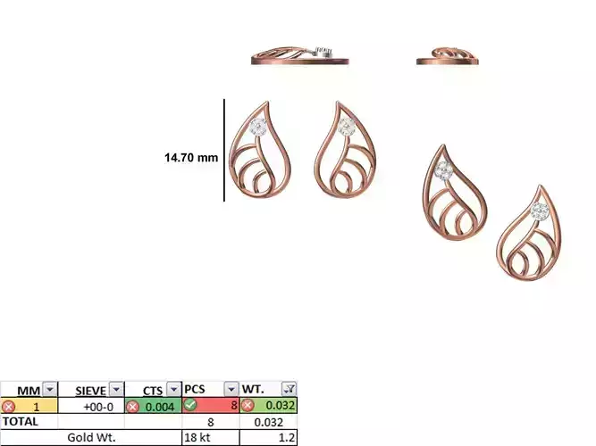 Women Diamond Earring STL OBJ FBX JCD Details