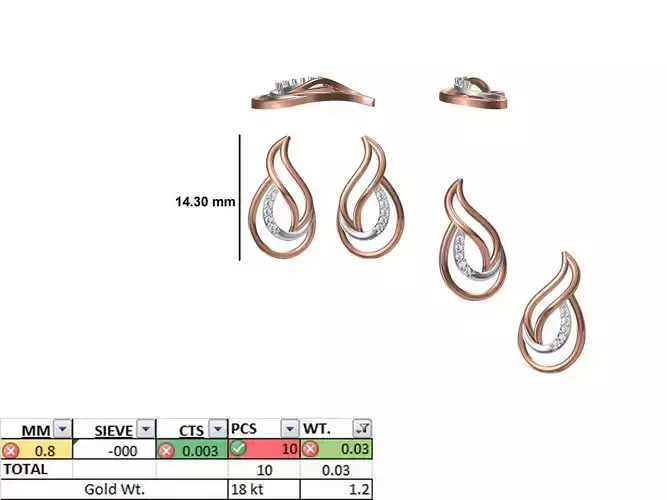 Women Diamond Earring STL OBJ FBX JCD Details