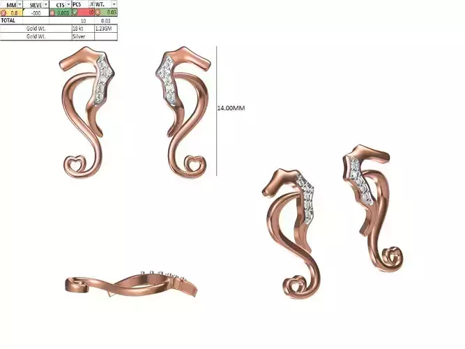 Women Diamond Earring STL OBJ FBX JCD Details