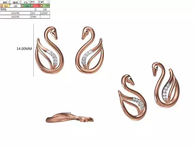 Women Diamond Earring STL OBJ FBX JCD Details