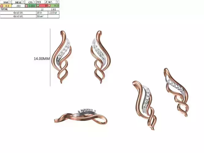 Women Diamond Earring STL OBJ FBX JCD Details