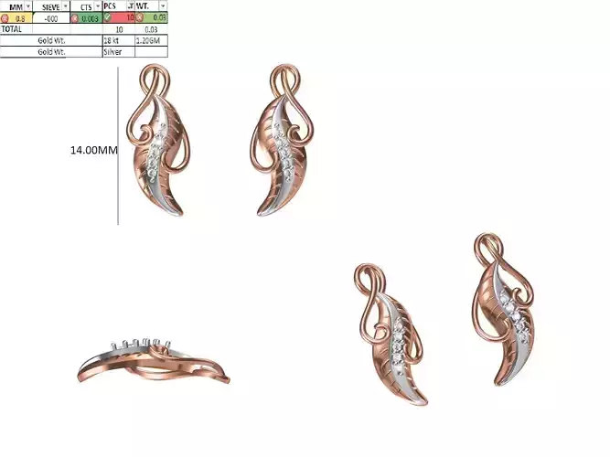 Women Diamond Earring STL OBJ FBX JCD Details