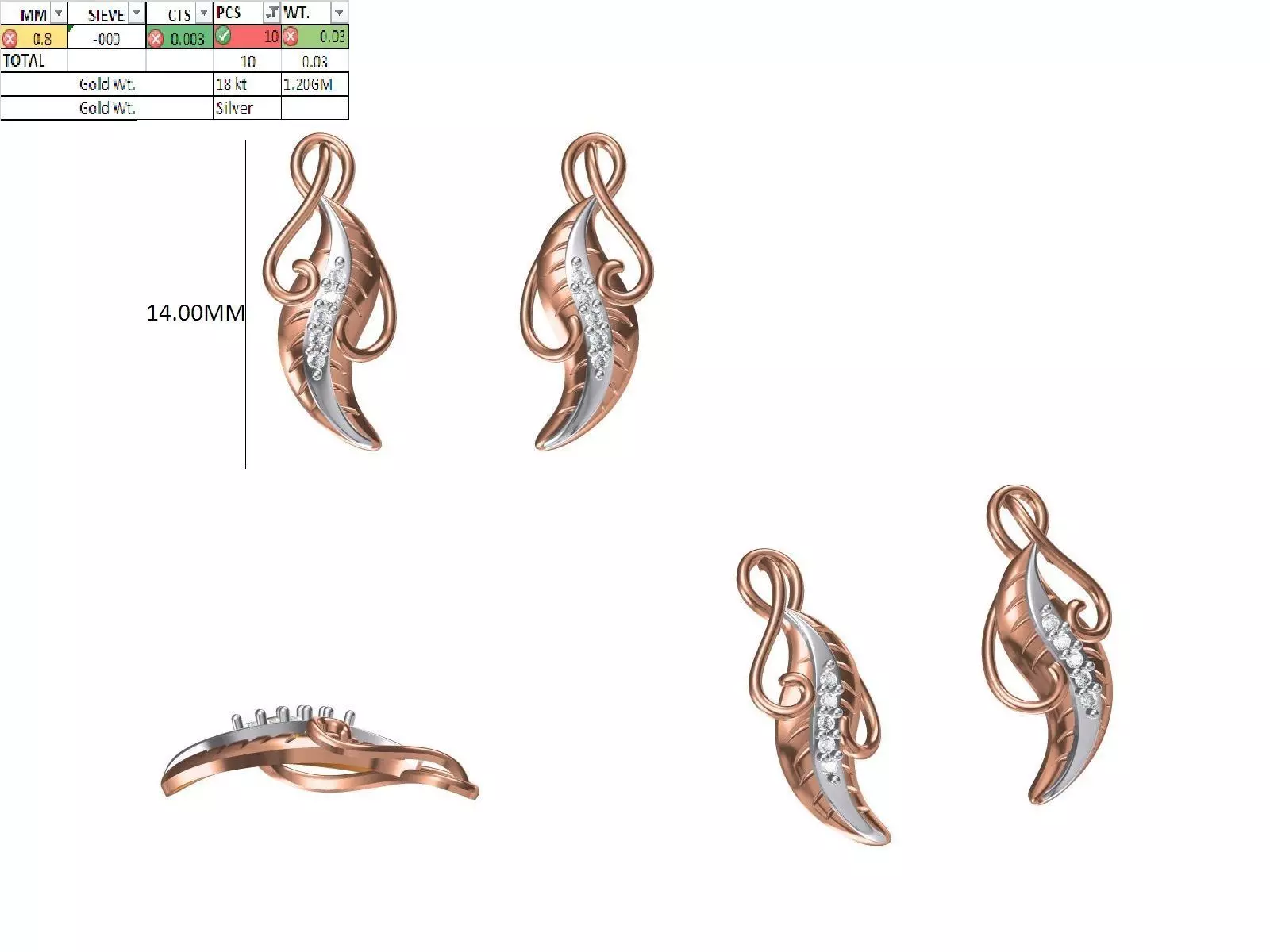 Women Diamond Earring STL OBJ FBX JCD Details 3D print model_0