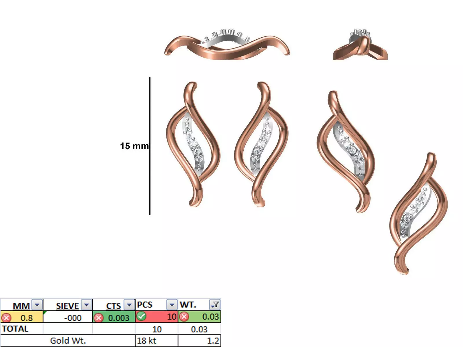 Women Diamond Earring STL OBJ FBX JCD Details 3D print model_0