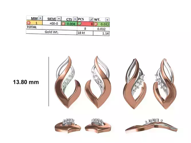 Women Diamond Earring STL OBJ FBX JCD Details