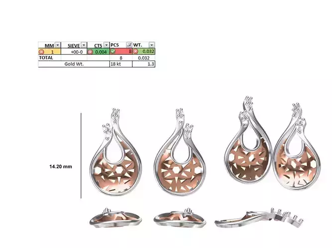 Women Diamond Earring STL OBJ FBX JCD Details