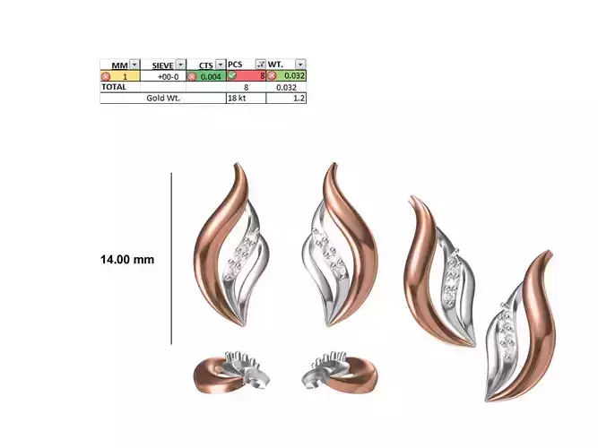 Women Diamond Earring STL OBJ FBX JCD Details