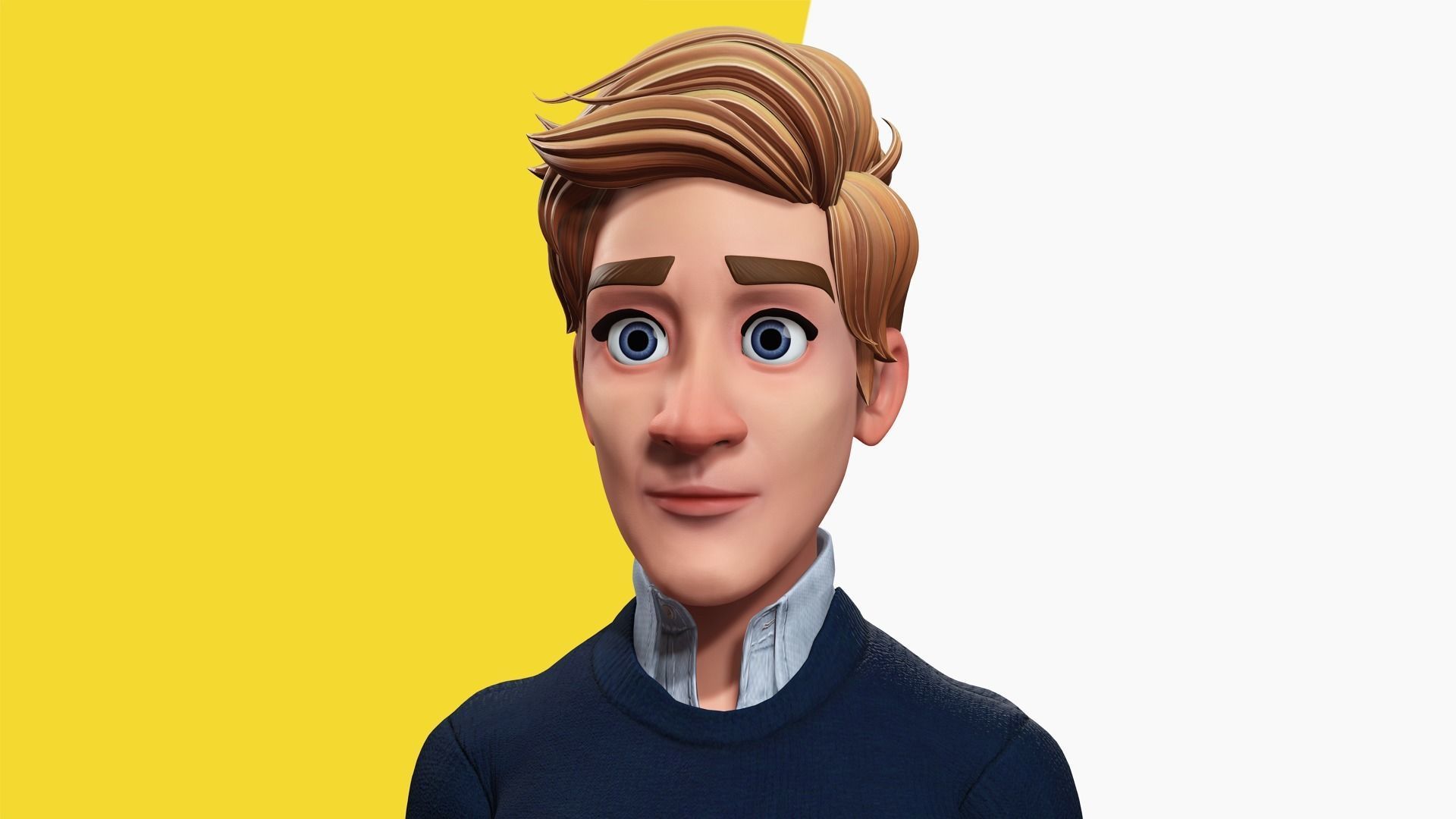 Father Cartoon Man Rigged 3D model RealTime Male 3D toon Low-poly 3D model_3