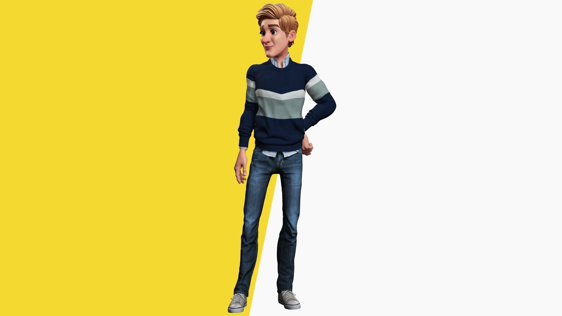 Father Cartoon Man Rigged 3D model RealTime Male 3D toon Low-poly 3D model_30