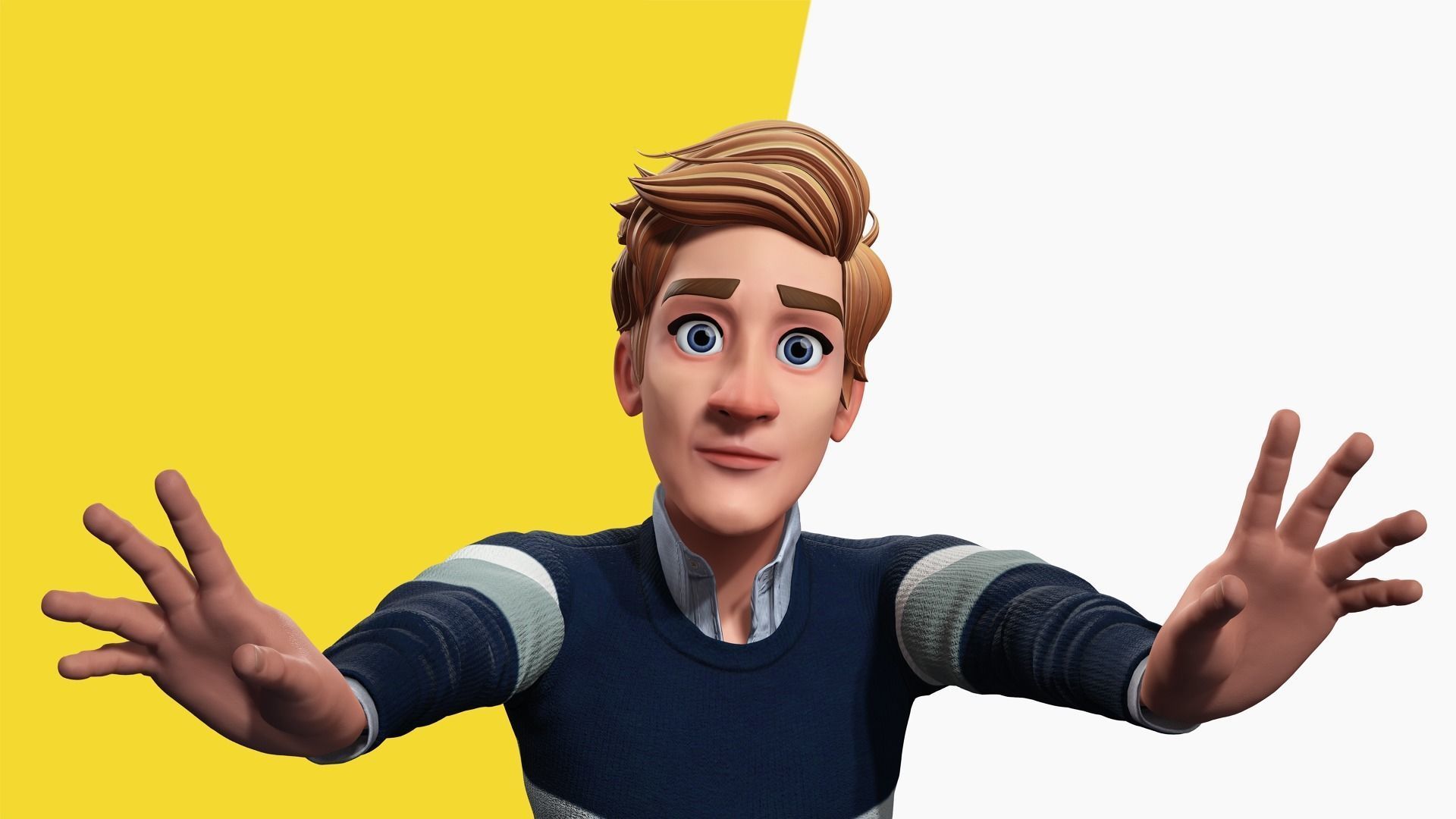 Father Cartoon Man Rigged 3D model RealTime Male 3D toon Low-poly 3D model_27