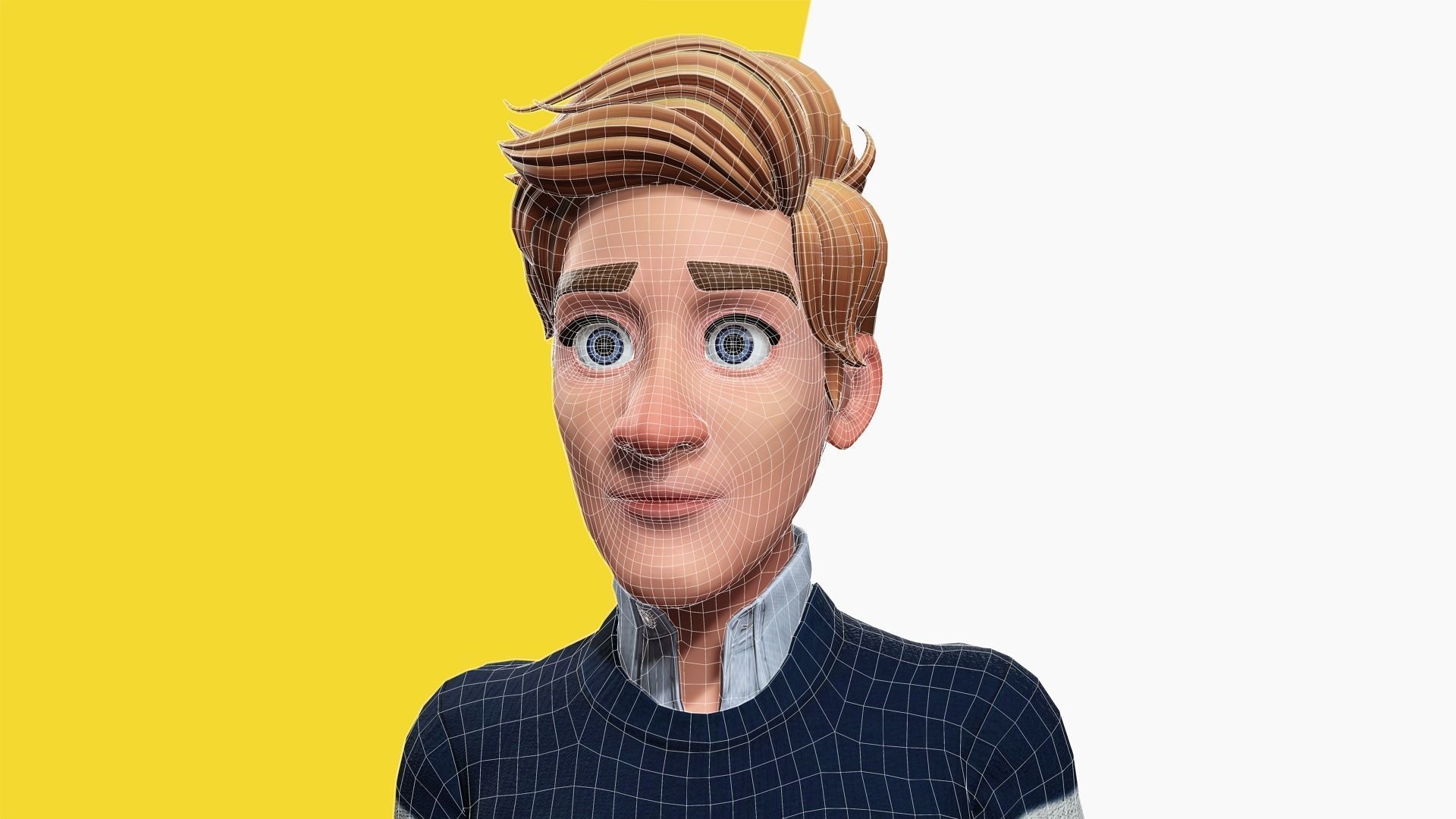 Father Cartoon Man Rigged 3D model RealTime Male 3D toon Low-poly 3D model_5