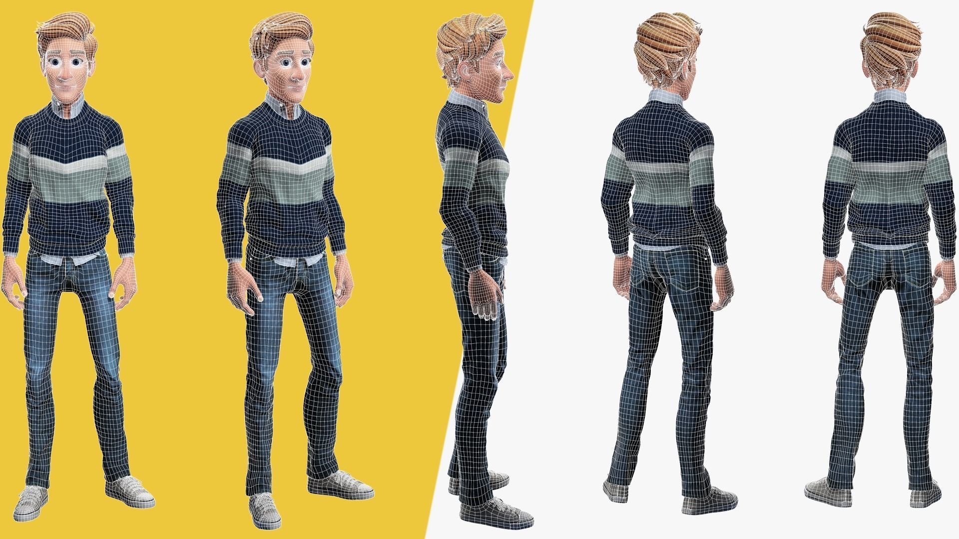 Father Cartoon Man Rigged 3D model RealTime Male 3D toon Low-poly 3D model_7