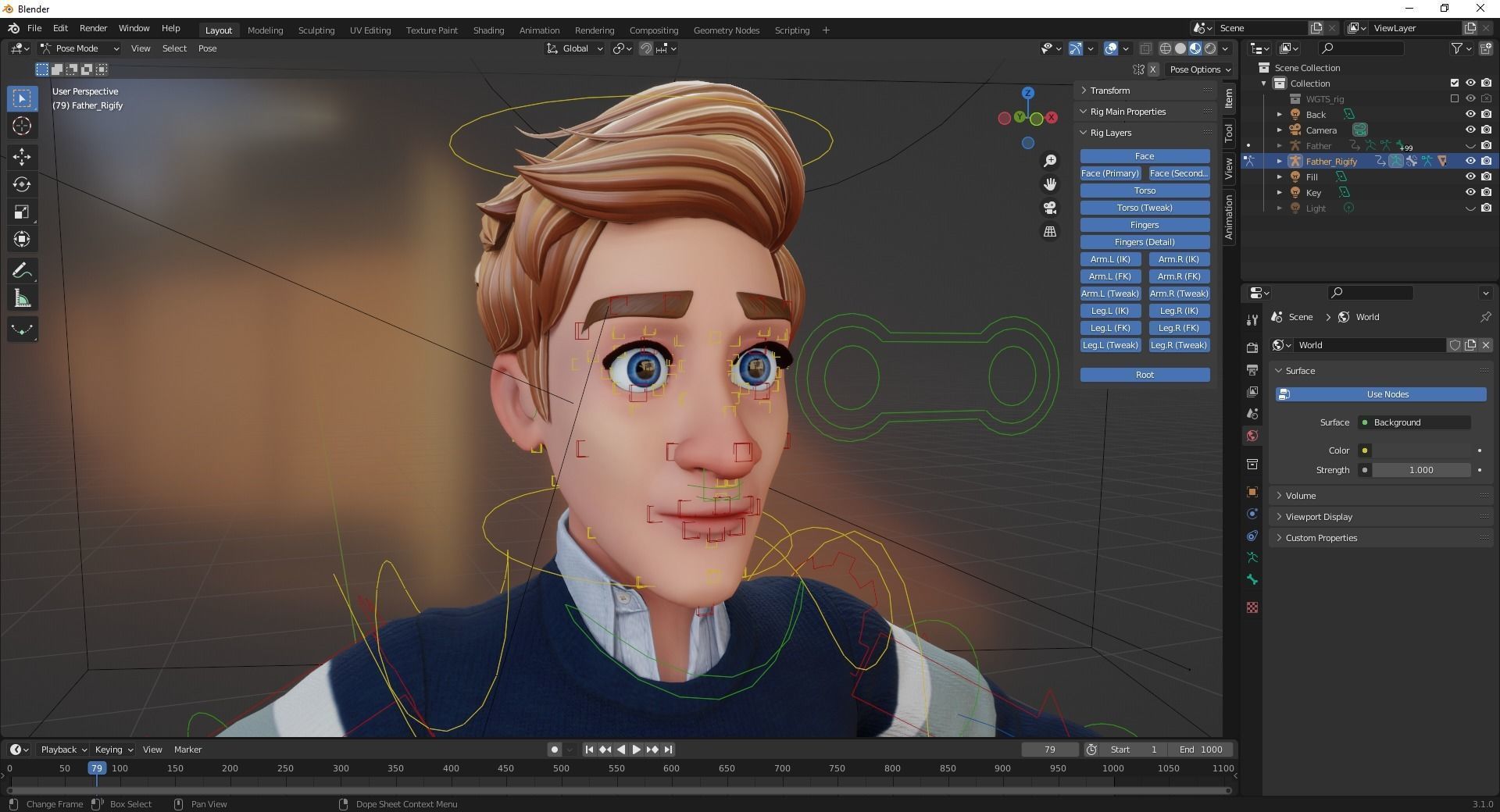 Father Cartoon Man Rigged 3D model RealTime Male 3D toon Low-poly 3D model_38