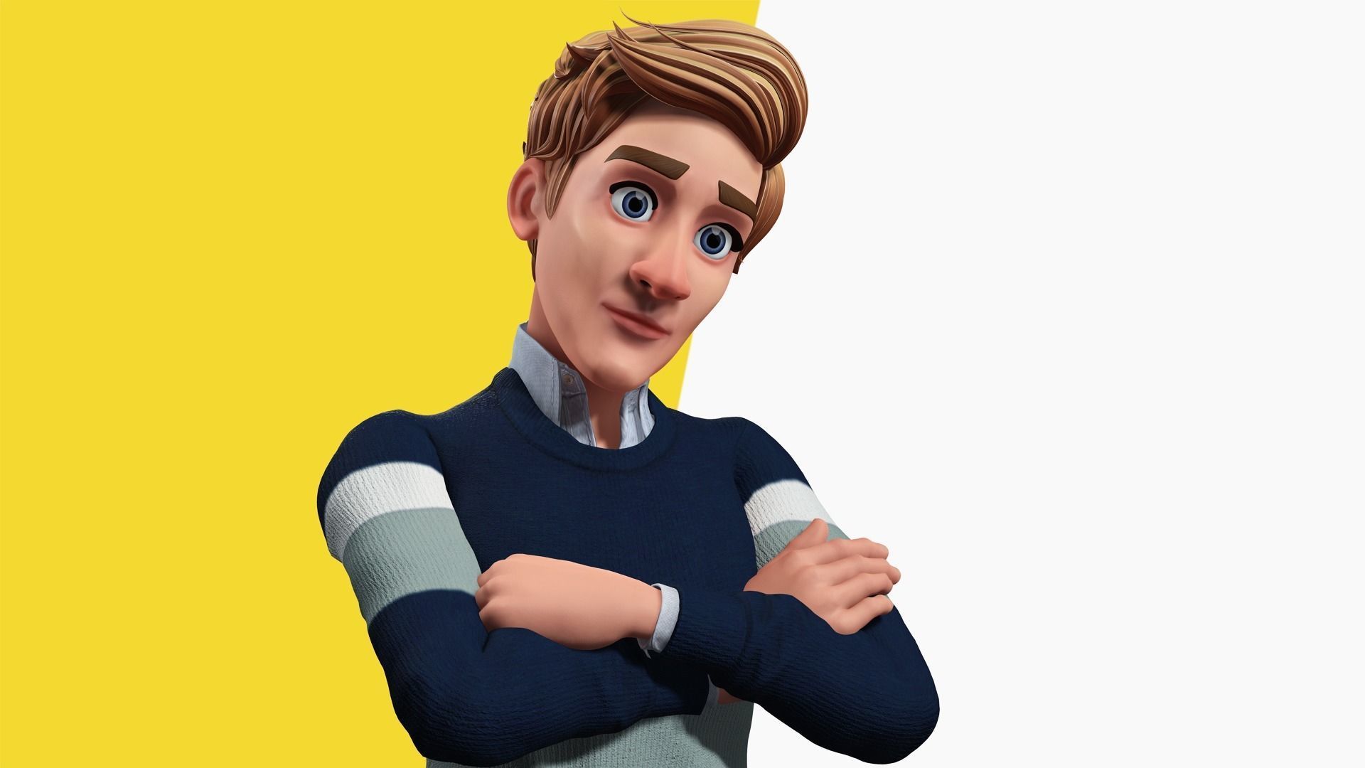 Father Cartoon Man Rigged 3D model RealTime Male 3D toon Low-poly 3D model_10