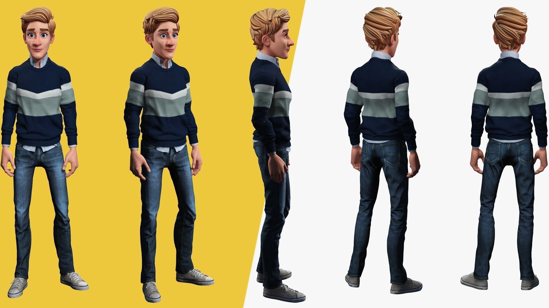 Father Cartoon Man Rigged 3D model RealTime Male 3D toon Low-poly 3D model_6