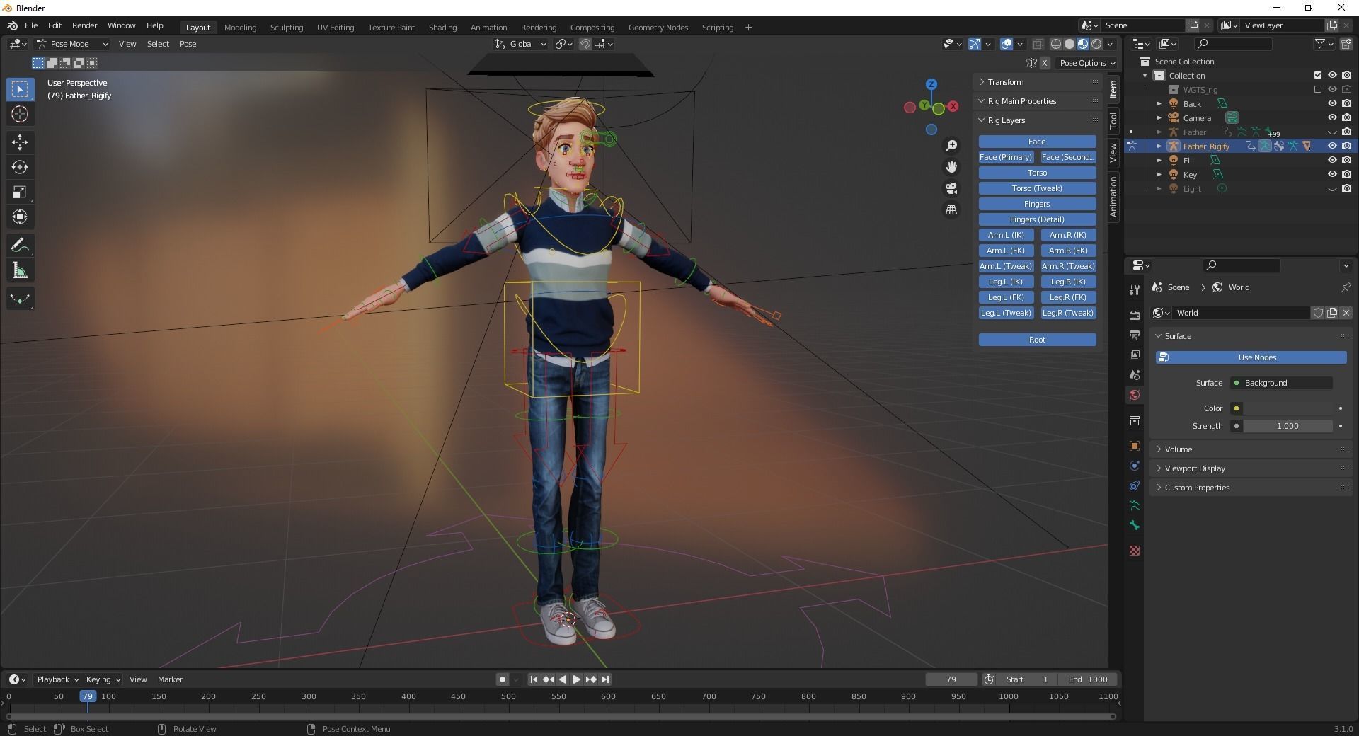 Father Cartoon Man Rigged 3D model RealTime Male 3D toon Low-poly 3D model_45