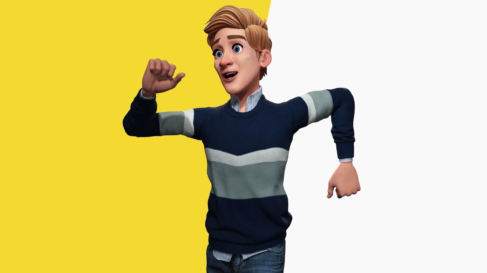Father Cartoon Man Rigged 3D model RealTime Male 3D toon Low-poly 3D model_11