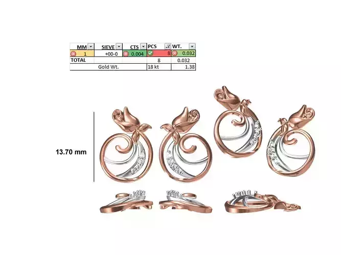 Women Diamond Earring STL OBJ FBX JCD Details